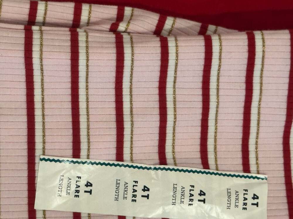 Cat & Jack Toddler Girls 4T Red Flower Long Sleeve Top and Pink Striped Ribbed F